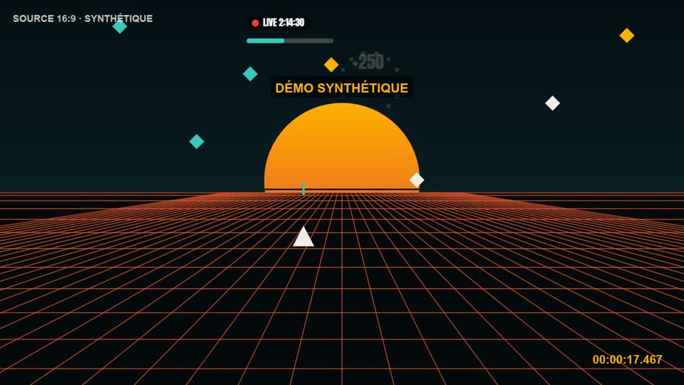 Source horizontale synthétique : arène de jeu néon