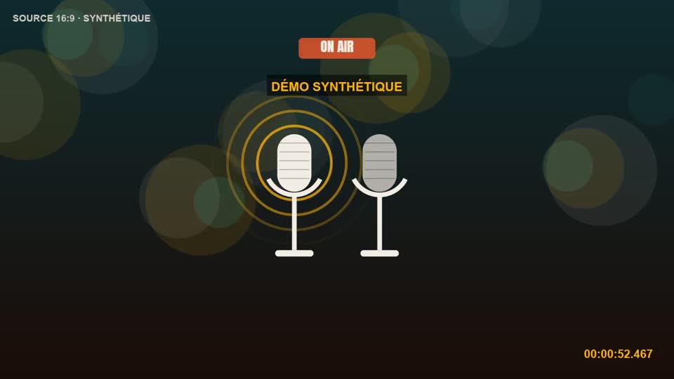 Source horizontale synthétique : plateau de podcast